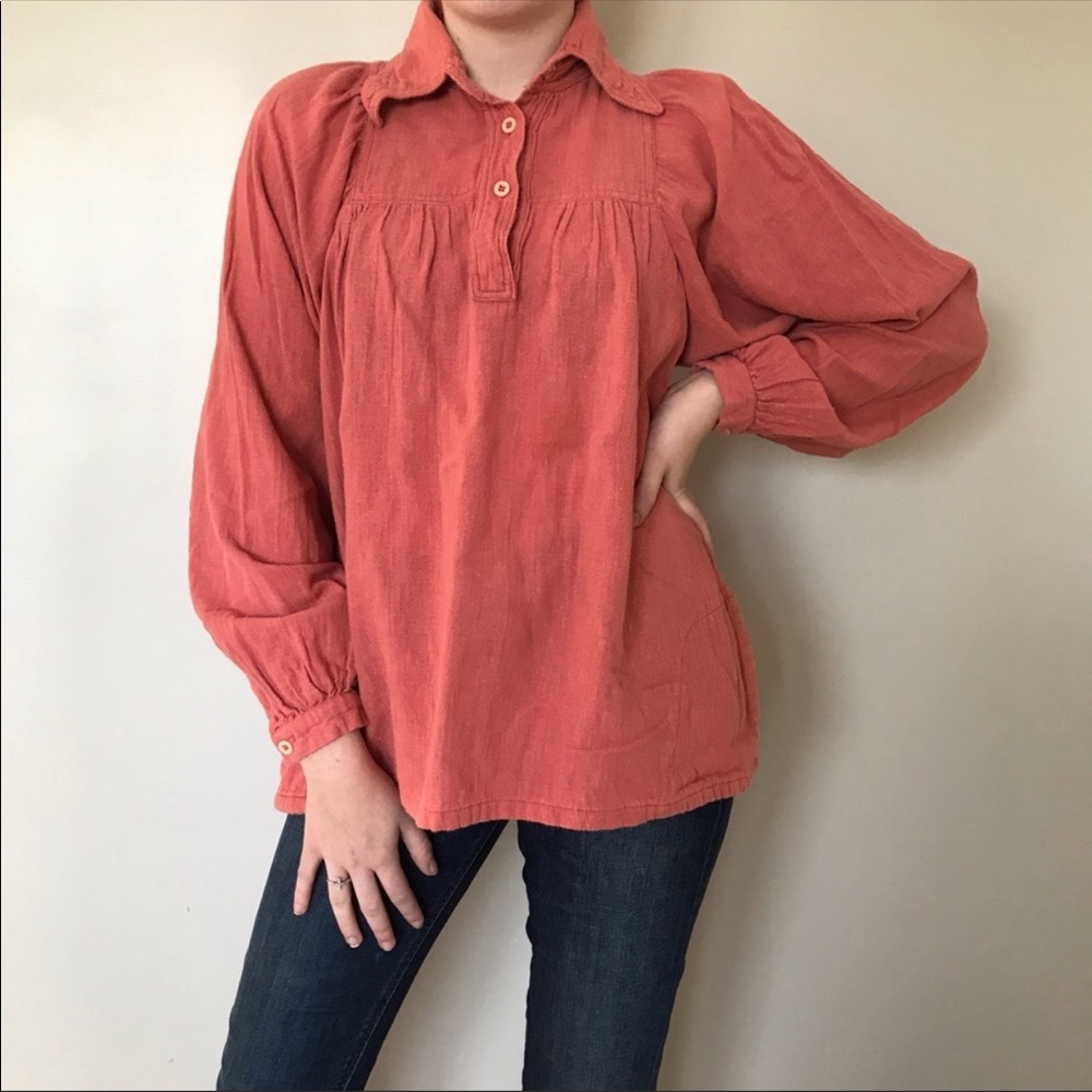 Vintage Gunne Sax Coral Pink Babydoll Long Sleeve